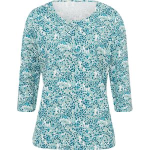 Dames Shirt met 3/4-mouw in ecru/oceaan bedrukt