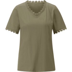 Dames Shirt met V-hals in kaki