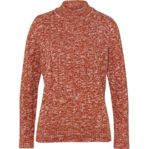 Dames Pullover met opstaande kraag in roestrood/ecru/gemêleerd