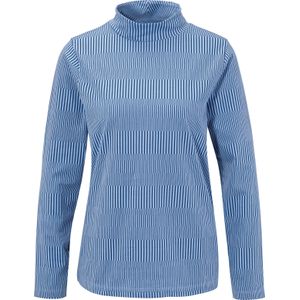 Dames Shirt met opstaande kraag in hemelsblauw/donkerblauw bedrukt