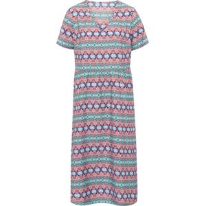 Dames A-lijn-jurk in aqua/grapefruit bedrukt