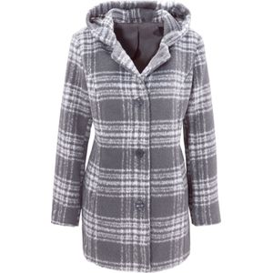 Dames Outdoorjack in antraciet/ecru geruit