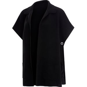 Dames - Gebreide Poncho - Zwart