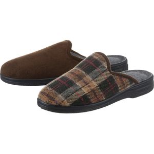 Heren Pantoffels in bruin geruit