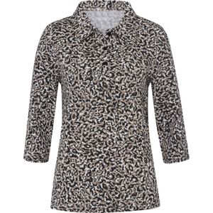 Dames Shirt met 3/4-mouw in zwart/bruin geprint