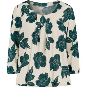 Dames Comfortabele blouse in champagner-petrol-bedruckt