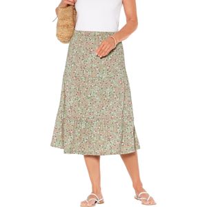 Dames Rok van jersey in eucalyptus/rozenkwarts bedrukt