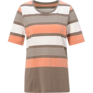 Dames Shirt met ronde hals in zalm gestreept