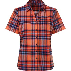 Dames Geruite blouse in papaja/hemelsblauw geruit