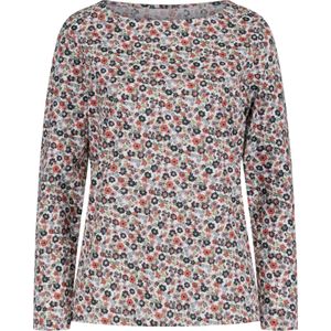 Ecru-Bruinroze - Longsleeve - 100% Katoen - Gebloemd