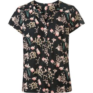 Blouse - Zwart/Wit Gedessineerd - 100% Viscose - Knoopsluiting