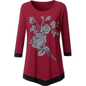 Dames Tuniekshirt in kers/zwart geprint