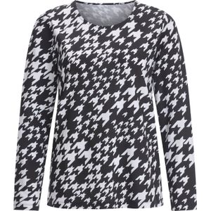 Dames Shirt met lange mouwen in zwart/wit geprint