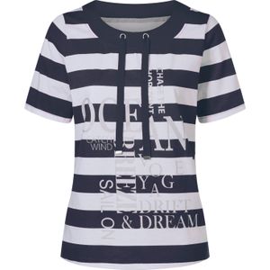 Dames Shirt met korte mouwen in marine/wit gestreept