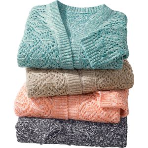 Vesten - Ocean/Ecru Mêlee - 50% Katoen, 50% Polyacryl - 3/4-Mouwen