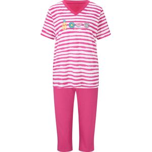 Dames Capri-pyjama's in fuchsia + fuchsia gestreept
