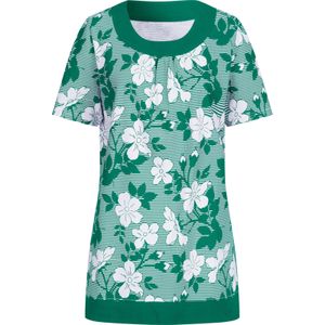 Dames Lang shirt in groen/wit bedrukt