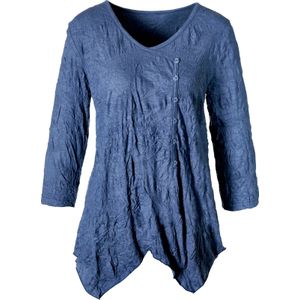 Dames Shirt met 3/4-mouw in blauw gemêleerd