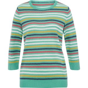 Dames Gestreepte pullover in blauwgroen/ecru gestreept