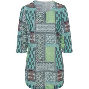Dames Shirt met print in petrol gedessineerd