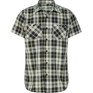 Heren Overhemd met korte mouwen in zwart/citroen geruit