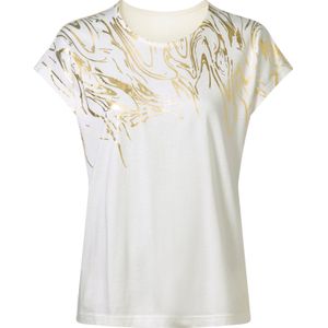 Dames Shirt met korte mouwen in ecru/goudkleur