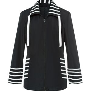 Tussenjas - Zwart/Wit - 100% Polyester - Lange Mouwen - Ritssluiting