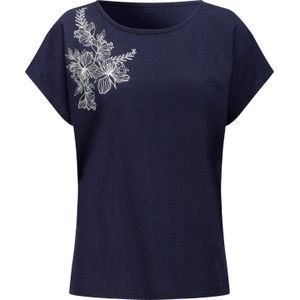 Marine/Ecru - T-shirt - 100% Katoen - Gebloemd Gedessineerd