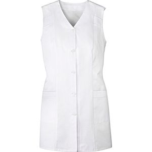 Schort - Wit - Met Gestreepte Biezen - Doorknoopsluiting