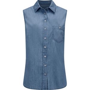 Dames Mouwloze blouse in blue-bleached