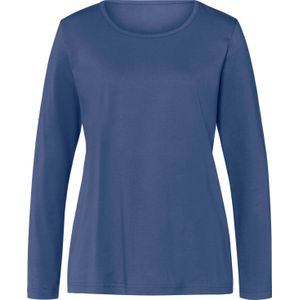 Jeansblauw - Longsleeve - 100% Katoen - Ronde Hals - Lange Mouwen