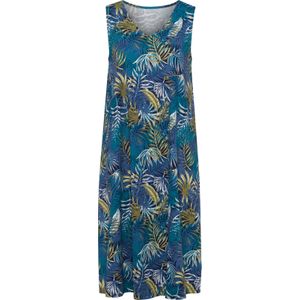 Dames Zomerjurk in jeansblauw/aquapetrol bedrukt