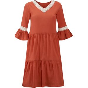Zomerjurk - Gehaakt Kant - Crinklemateriaal - 3/4 Trompetmouwen
