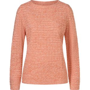 Dames Ajourpullover in apricot/ecru gemêleerd