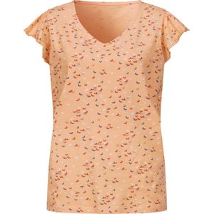 T-shirt - Abrikoos-Papaja-Gedessineerd - 100% Katoen