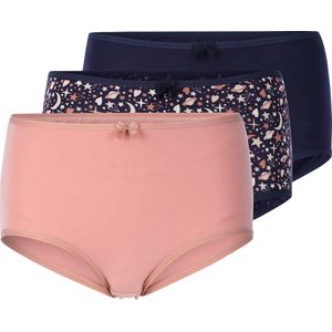 Dames Tailleslip in marine bedrukt + marine + rozenhout