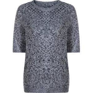 Dames Pullover met korte mouwen in marine/ecru gemêleerd