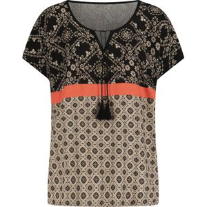 Dames Comfortabele blouse in zwart/beige geprint