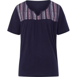 Dames Tuniekshirt in marine/ecru geprint