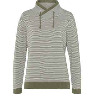 Dames Pullover met lange mouwen in kaki/ecru gestreept
