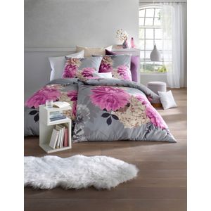 Bedtextiel in grijs/roze