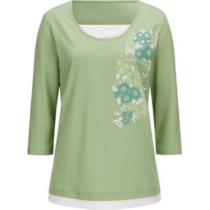 Dames 2-in-1-shirt in eucalyptus/ecru