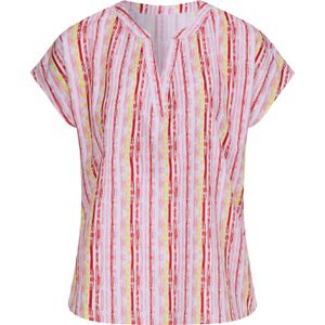Comfortabele blouse in wit/koraal gestreept