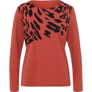 Dames Shirt met lange mouwen in terra/zwart