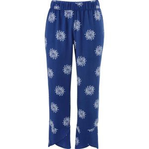 Dames 7/8-broek in koningsblauw/wit bedrukt