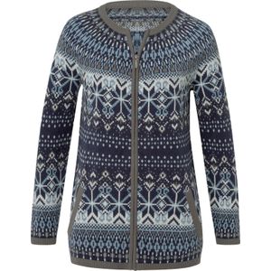 Dames Jacquardvest in marine/bleu gedessineerd