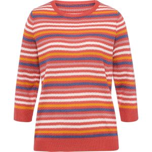 Dames Gestreepte pullover in grapefruit/ecru gestreept