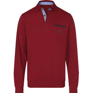 Heren Poloshirt met lange mouwen in donkerrood/marine