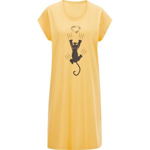 Geel/Grafiet - Nachthemd - Katoen/Polyester - Korte Mouwen