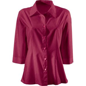 Blouse - Wijnrood - 65% Polyester, 35% Katoen - Knoopsluiting, Normale Kraag
